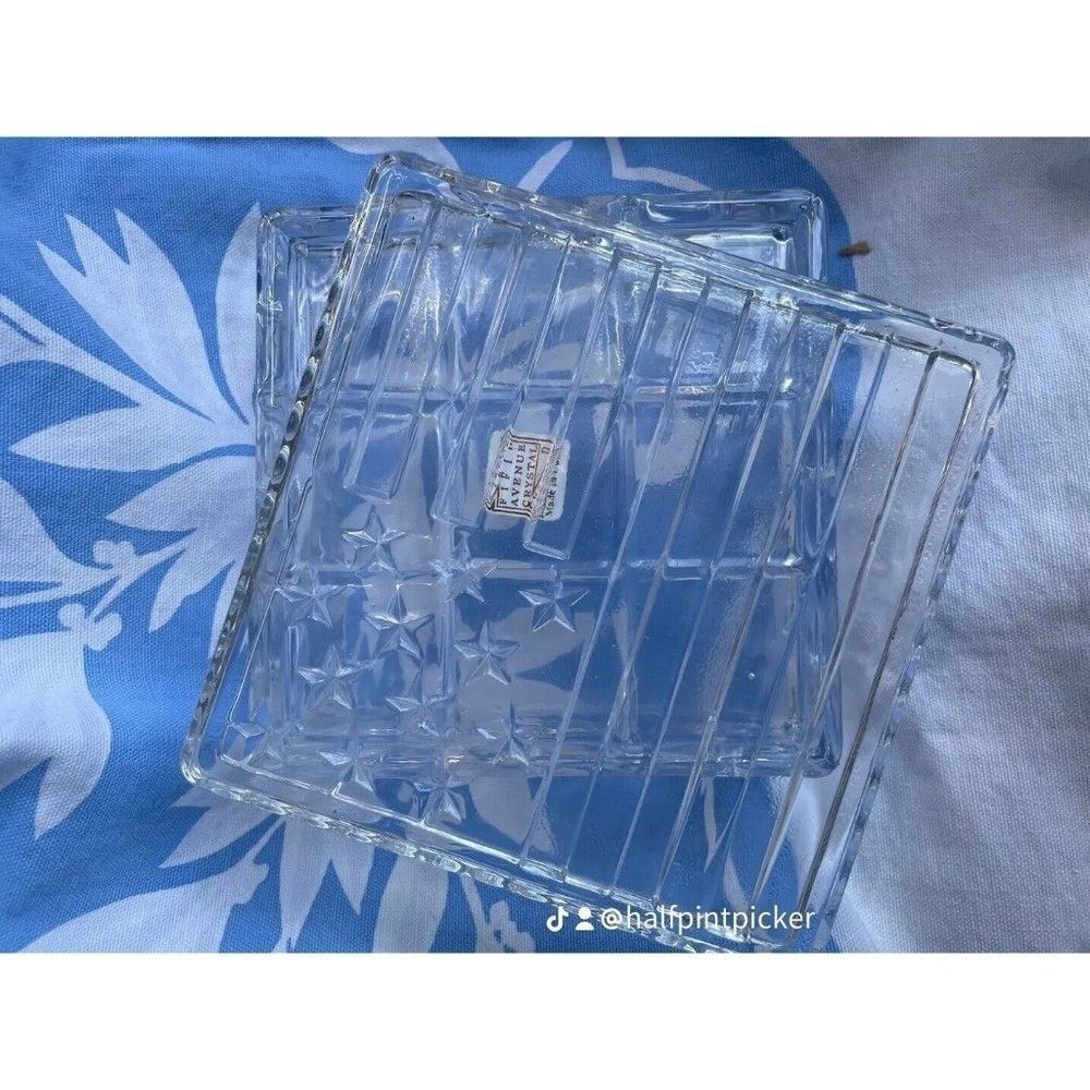 Fifth Avenue Crystal 4"  glass box with Political  trinkets Candy Flag